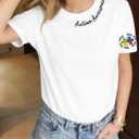 LOTUCY Autism Awareness Shirt Women Autism Support Teacher T-Shirt Special Education Short Sleeve Shirt (L)