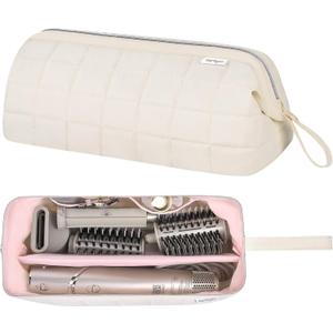 Hair Tools Travel Bag Organizer for Dyson Airwrap Case Holder Shark Hair Dryer Flex Style Airstraight Brush Revlon Attachments Carrying Case Flat Curling Iron Bags (Beige)
