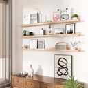 AZSKY 36 Inch Picture Ledge Shelf Solid Wood Large Floating Shelves Wall Mounted Rustic Natural Shelves for Home, Living Room, Bedroom, Bathroom, Office 3 Same Sizes, 36in Set 3