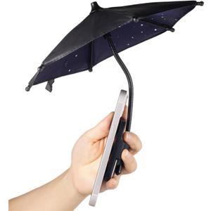 OUTXE Phone Umbrella for Sun, 360Adjustable Shade Cover for Cell iPhone/Android/Kindle, Mini Cellphone Shield Suction Cup Stand Holder -Black