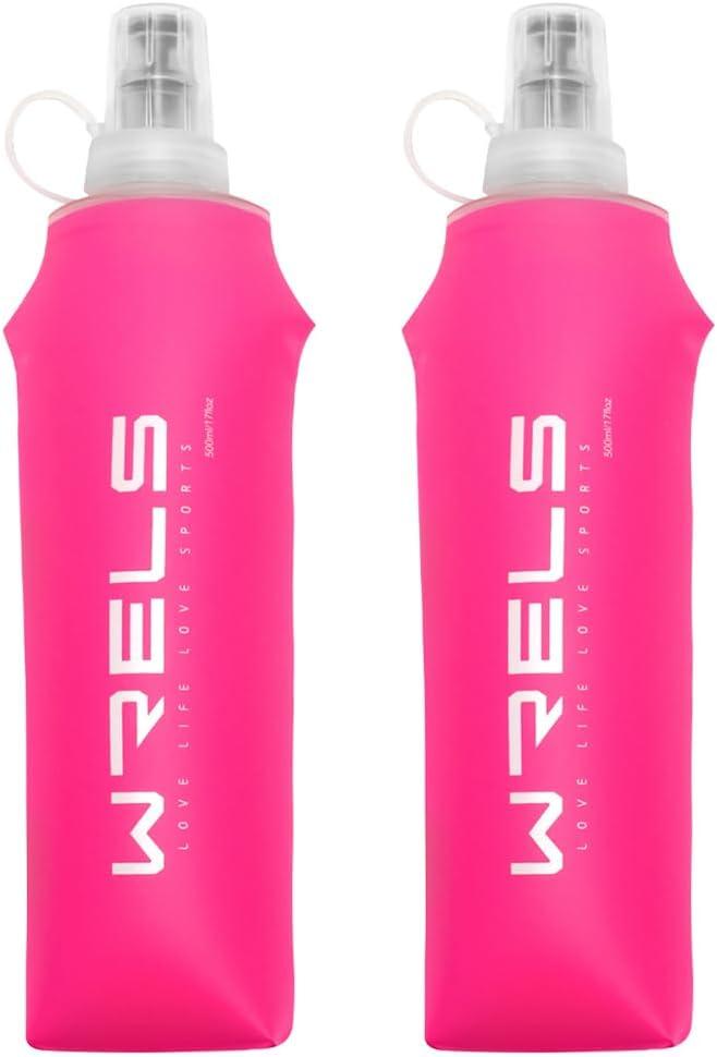 WRELS TPU Soft Flask Lightweight Portable Reusable Water Bottle,BPA Free Collapsible Flask for Hydration Pack in Running Hiking Cycling and Marathon
