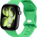 STG Sport Silicone Bands Compatible with Apple Watch Band Ultra 3/2/1 49mm, Series 11/10 46/42mm, 9/8/7 45/41mm, SE 6/5/4 44/40mm, 3/2/1 42/38mm S/M M/L for Women Men (Bright Green, 44mm/45mm/46mm/49mm/42mm(Series 3/2/1) S/M)