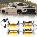 4X 6.1 inch Emergency Strobe Lights Amber 24 LED Waterproof Hazard Warning Flashing Safety Dash Front/Rear/Side Windshield Lights for Construction Vehicles Tow/Plow Work Trucks