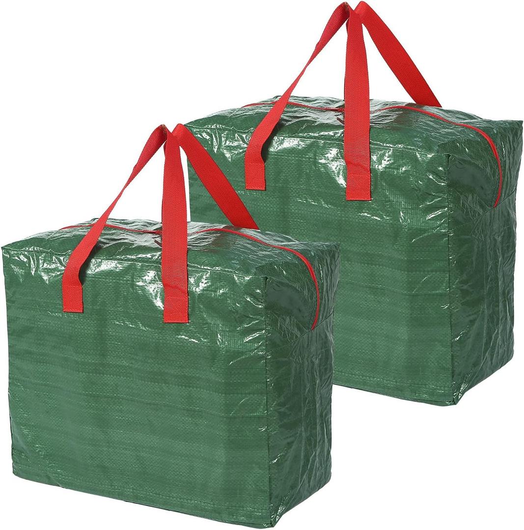 Sattiyrch 2-Pack Christmas Garland Bags Holiday Garland Storage Includes Card Slot Dual Zipper and Carry Handles Waterproof Polyethylene (Green)