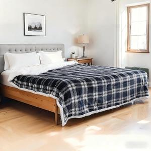 Electric Heated Blanket Full Size 72"x84" Microplush & Sherpa Fabric, Machine Washable 4 Heat Settings & 10 Hours Auto Off - Geometry Lattice