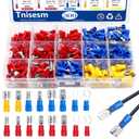 Tnisesm 300Pcs Spade Connector,Crimp Connectors 2.8mm 4.8mm 6.3mm Male and Female Spade Connector kit, 16 Types Crimp Terminals Electrical Connectors Includes Spade Ring Fork Wire Connectors
