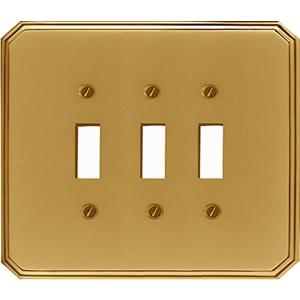 'Italia' Solid Cast Brass, Triple Toggle Wallplate, upgrade, renew, refresh!