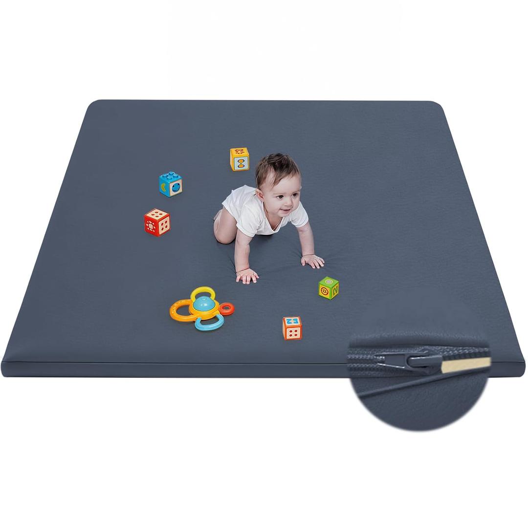 Waterproof Baby Play Mat for Floor Memory Foam 79 * 79 Cushion Playpen Playmat Tummy Time Crawling Mat Nursery Rug Thick Pad Create Soft & Safe Area for Infants,Toddler,Kids,Navy