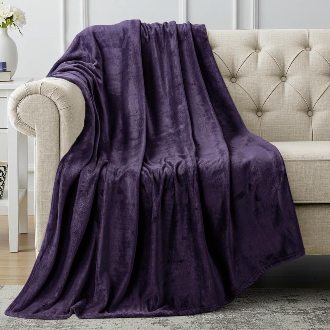 Utopia Bedding Fleece Blanket Throw Size Purple 300GSM Luxury Anti-Static Fuzzy Soft Microfiber Blanket for Couch, Sofa and Bed (50x60 Inch)