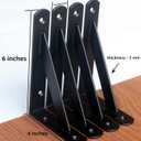 8 Pack L6 x H 4" Black Heavy Duty Shelf Brackets with Screws Metal Shelf Brackets Shelf Support Angle Brackets for Shelves L Brackets Heavy Duty Floating Shelf
