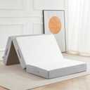 Lazyzizi Folding Mattress, 6 Inch Memory Foam Tri-fold Mattress with Breathable & Washable Bamboo Fiber Fabric Cover, Foldable Floor Guest Bed for Camping, Road Trip, Twin