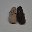 Women's Suede Clogs Soft Cork Footbed Leather Mules Comfort Potato Shoes with Arch Support (7-7.5, Taupe)