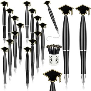 Supervitae 50 Pcs Graduation Pens Bulk Novelty Graduation Cap Ballpoint Pens 1 mm Black Gel Ink Party Favor Gift for Men Women Office University College Senior High School Supply