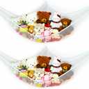 85x63x63 in Jumbo Stuffed Animal Hammock Corner Toy Teddy Bear Hammock Net Stuffed Animal Storage Net! (2Pack) (white)