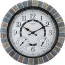 OCEST 18 Inch Large Outdoor Clock Waterproof Thermometer Hygrometer Combo Night Light Illuminated Wall Clocks Battery Operated Silent Non-Ticking Ideal Patio Clock for Garden Pool Porch Yard Garage