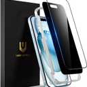 UNBREAKcable 2PCS Screen Protector for iPhone 15-1 Privacy Tempered Glass+1 Clear Glass Double Shatterproof [Easy Installation Frame] [9H Hardness] [Case Friendly] Anti-Scratch for iPhone 6.1 inch