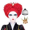 LABEAUTÉ Heart of Queen Wig with Crown Costume Girls Women Two Buns Heat Resistant Synthetic Hair for Halloween Christmas Party