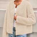PRETTYGARDEN Women's 2025 Fall Fashion Clothes Trendy Fleece Sherpa Cropped Jackets Buttons Warm Casual Winter Faux Fur Coats (Beige, S)