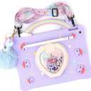 [Super Cute Rainbow Handle Unicorn Case] Compatible with iPad Mini 6th Generation 2021 (8.3 Inch) Pop it Case Cover for Kids Girls with Hand Strap and 360 Rotating Stand - Purple