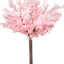 Artificial Cherry Trees Indoor Decor: Handmade Natural Fake Cherry Blossom Pink Tree Outdoor for Party Wedding Christmas (7 ft)