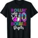 Rollin Into 10 Double Digits 10th Birthday Bowling Lover T-Shirt (Small)