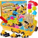 ESSENSON Sensory Bin - Play Sand Kit with Construction Set Toy Truck and 4lbs Magical Sand, Pretend Play Beach Sensory Toy Sandbox, Kids Gifts for Girls and Boys