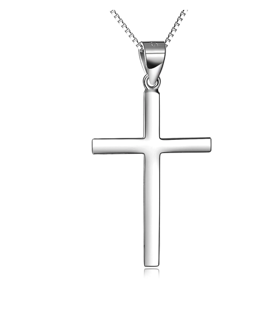 Cross Necklace Sterling Silver Simple Religious Crucifix Cross Pendant Necklace Jewelry Christmas Gifts for Women