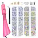 Hotfix Rhinestones Bedazzling Kit,Iron-on Hot Fix Applicator Setter Tool with Rhinestones,Hot Fixed Wand for Clothes Clothing Fabric Crafts,Crystal