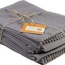 TARAN LIVING Hand Towels 100% Cotton Solid Kitchen Dish Cloths 18"x 28", Grey, Pack of 6 Decor Kitchen Hand Towel Reusuable Dish Towel for Cleaning & Drying Tea Towels Set with Hanging Loop