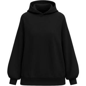 PRETTYGARDEN Hoodies for Women Oversized Pullover Sweatshirts Ruched Long Sleeve Casual Tops Spring Fall Fashion Y2K Clothes (Black, Medium)