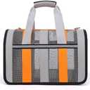 Airline Approved Soft Sided Cat Carrier and Small Dog Crate up to 15lbs - Lightweight Cats Bag Carrier for Pets with Litter Pocket for Kittens and Puppies (Gray and Orange, Medium)