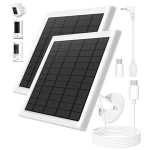 8W Solar Panel for Ring Camera, 2-Pack Solar Panel Charger Compatible with Ring Stick Up Cam Battery, Spotlight Cam Battery, Includes Barrel Plug to USB-C Adapter, IP65 Waterproof, 10ft Cable