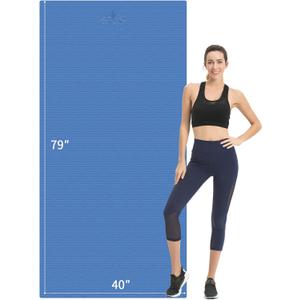 Hatha Yoga Extra Long TPE Yoga Mat 79" x 40 x 1/2" Thick Non-slip Exercise Mat for Home Gym Use, Yoga, Pilates, Fitness & Workouts (Blue)