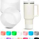 KTKUDY 2Pcs Silicone Boot for Stanley Quencher Tumbler H2.0 30 oz 40 oz & IceFlow 20 oz 30 oz & Intended for Hydro Flask Water Bottle 12-24 oz - Protective Cup Bottom Accessories Fits Stanley Cup (Clear - set of 2)