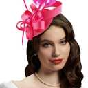 Cizoe Kentucky Derby Fascinators for Women High Tea Party Hat Wedding Cocktail Flower Headware with Mesh and Feathers (One Size)
