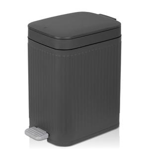 rejomiik Small Bathroom Trash Can with Lid Slim Soft Close Garbage Can Step Wastebasket Container Trash Bin for Office Bedroom Kitchen Living Room (1.9 Gallon Dark Gray)