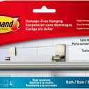 Command Hand Towel Bar Satin Nickel with 4 Water Resistant Command Strips, 9" Hand Towel Holder, Holds up to 3 lb, Great for Bathroom Dcor on the Wall, Inside the Cabinet, or in the Shower
