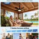 NWOP 20 Inch Plug-In Outdoor Ceiling Fan with Light and Remote, Waterproof Wet Rated Mini Ceiling Fan for Small Spaces, 5 Blade Quiet Compact Ceiling Fan for Patio Balcony Gazebo Porch, Black