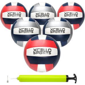 Excello Sports Volleyball with Pump Navy/Silver, Navy/Red (Pack of 12)