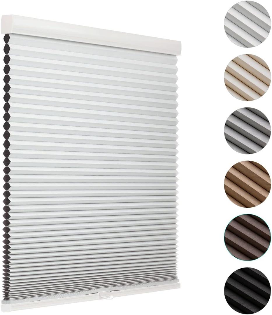 MYshade Blackout Cordless Cellular Shades Honeycomb Shade for Indoor Windows Room Darkening Blinds for Home Office Pull Down Window Shades Easy to Install 35" Wide, H72 White Pleated Shade (35"W x 72"H, White)