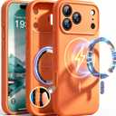 Magnetic for iPhone 17 Pro Max Case Silicone, Compatible with MagSafe, Integrated Camera Control Cover, Full Body Protective 3.0mm Thicken Shockproof Phone Cover for 17 ProMax 6.9'', Orange