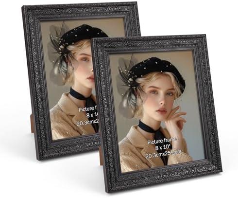 Edenseelake 8x10 Picture Frames Set of 2, Vintage Black Photo Frame 8 by 10 for Tabletop or Wall Decor
