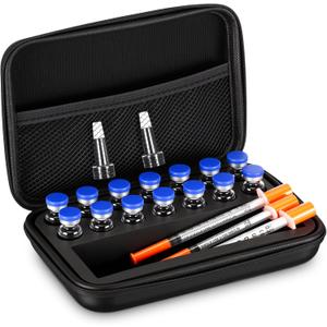 Peptide Case for Bac Water & Cases Holds Vials Water Bac Peptide Glp1, Vial Storage Case, Fridge Freezer Travel, with Mesh Pocket, Only Box(14 x 3ml,Eva)
