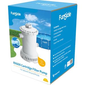Funsicle: RX600 Cartridge Filter Pump - for Above Ground Swimming Pools Up to 12 Feet, Type D Filter Cartridge, 600 GPH