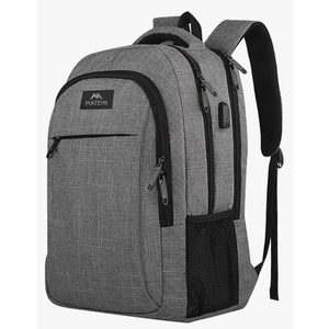 MATEIN Travel Laptop Backpack, Business Anti Theft Slim Sturdy Laptops Backpack with USB Charging Port, Water Resistant College School Computer Bag Gift for Men & Women Fits 15.6 Inch Notebook, Grey