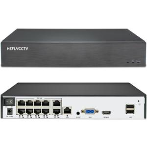 10 Channel NVR 4K Support 10 x 8MP/6MP/5MP/4MP/2MP/1080P IP Cameras, with 10CH POE Port,10CH Network Video Recorders with AI Motion Detection,Supports up to 8TB HDD (Not Included)