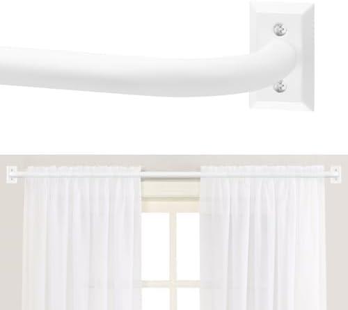TANGWIN White Wrap Around Curtain Rods 66 to 120 Inch:Blackout Heavy Duty Adjustable Window Curtain Rod for Bedroom Kitchen,Modern Decorative Curved French Metal Single Drapery Rods Easy Install,White