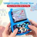 Handheld Game Console for Kids, Preloaded 220 Retro Games, 3.5'' HD IPS Screen Brightness Adjustable, Rechargeable, One-Touch Mute, Best Birthday Gift Toys for Boys Girls 4 5 6 7 8-Blue-Robot-Themed, Compact