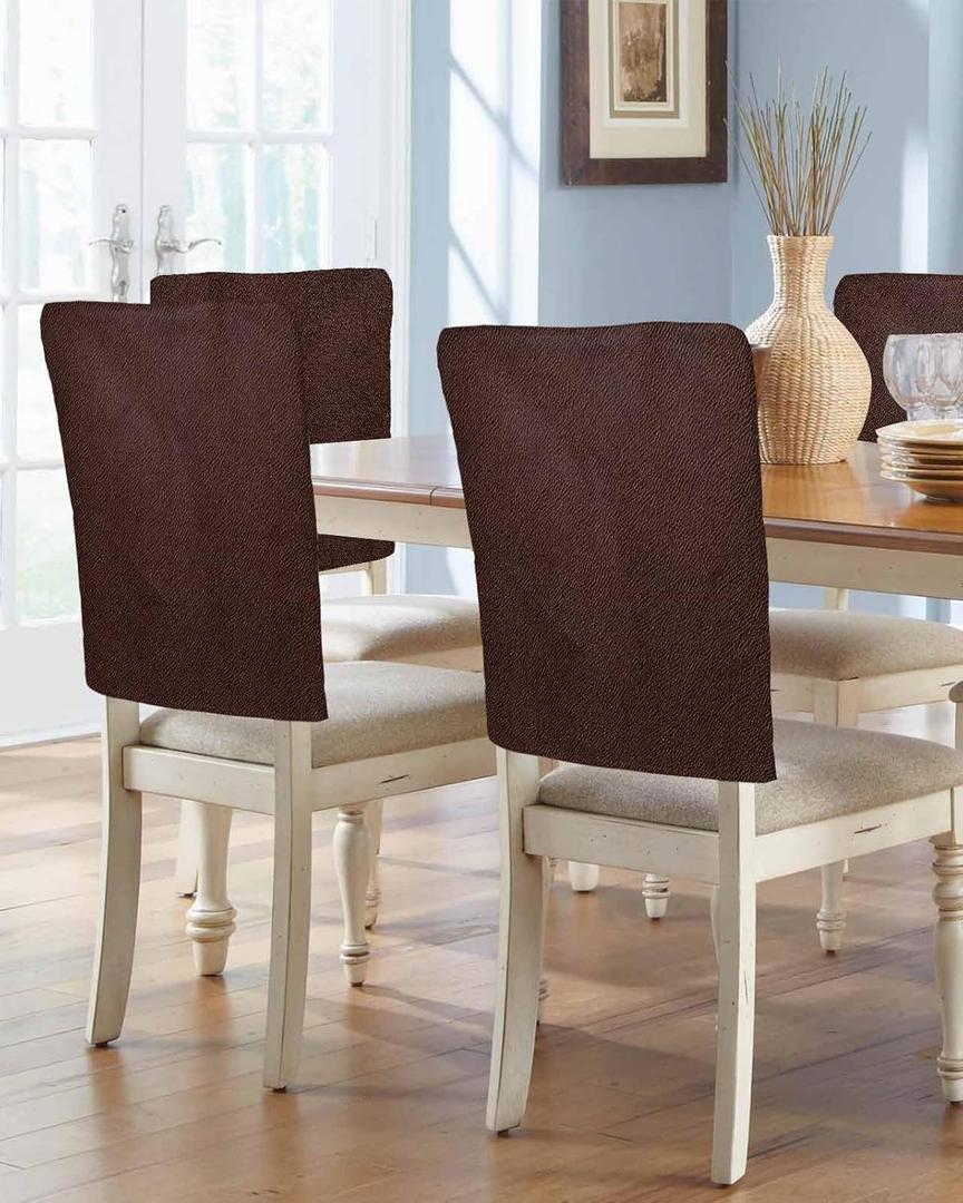 Brown Chair Back Covers for Dining Chairs 4 Pack, Washable Removable Chair Slipcover Back Chair Protector for Wedding Baby Shower Party Vintage Farmhouse Leather Texture Solid Color