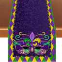 Mardi Gras Table Runner New Orleans Brazi Carnival Tablecloth Fat Tuesday Mardi Gras Decorations and Supplies for Home Kitchen Table-13108'' (Mask)